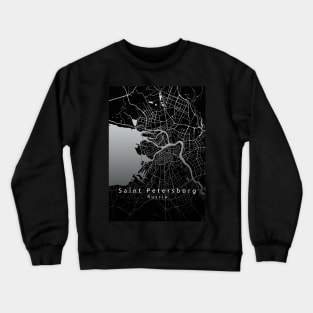 Saint Petersburg Russia City Map dark Crewneck Sweatshirt